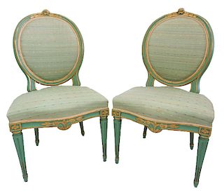 Pair of French Gilt Painted chairs