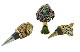(3) Three Jay Strongwater Wine Stoppers