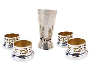 Bier Sterling Silver Kiddish Cup and 4 Candle