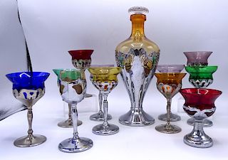 FARBER BROS 12 PCS. CAMBRIDGE GLASS DECANTER & GLASSES