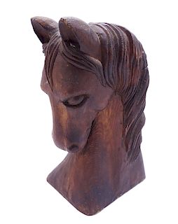CARVED WOOD HORSE HEAD 