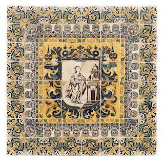 ALTARPIECE. MEXICO, 19TH CENTURY. Talavera mosaics with various designs. 39 x 39 in