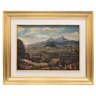 SIGNED C. SUÁREZ. MÉXICO, FIRST HALF OF 20TH CENTURY. Mexican landscape. Oil con canvas. Signed. 14.5 x 20 in