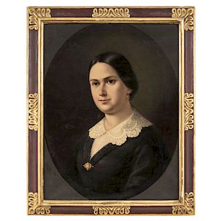 PORTRAIT OF A LADY. MEXICO, 19TH CENTURY. Oil on canvas. 26.3 x 20 in