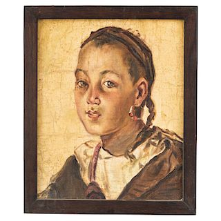 PORTRAIT OF A GIRL. MEXICO, 20TH CENTURY. Oil on canvas. With the legend "PINTADO POR DON CARLOS DE OVANDO FERNÁNDEZ".