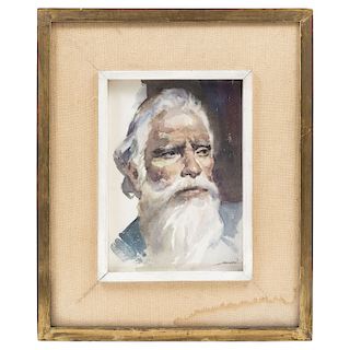 EDGARDO COGHLAN (MEXICO, 1928 - 1995). PORTRAIT OF AN OLD MAN. Watercolor on papel. Signed "E. Coghlan".