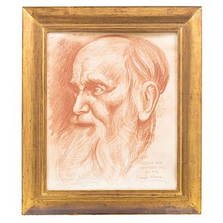 FRANCISCO CAMPS-RIBERA (SPAIN, 1895 - 1992). DR. ATL PORTRAIT STUDY. Sanguine on paper. Signed and with inscription.