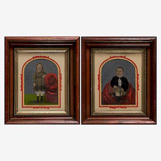 PAIR OF HAND COLORED ELECTROGRAPH PORTRAITS