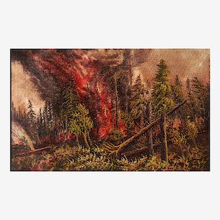 FOREST FIRE IN SILK EMBROIDERY
