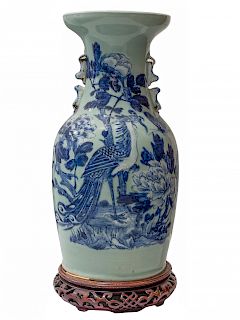 A Chinese Blue and White Vase
Height 18 1/2 inches.