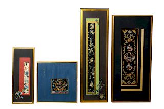 Eight Chinese Embroidered Silk Panels
Largest image: height 17 5/8 x width 10 in., 45 x 25 cm.