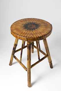 English Parquetry and Bamboo Stool