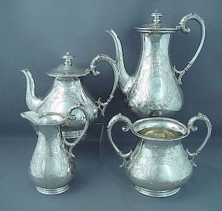 Victorian Sterling Silver Four Piece Tea Set