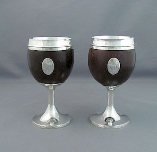 Pair George III Silver Coconut Cups