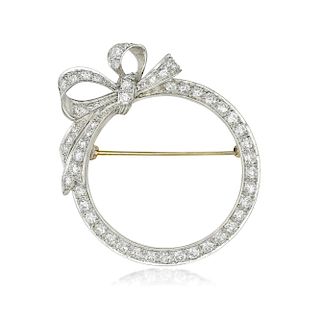 A Diamond Circle Bow Pin