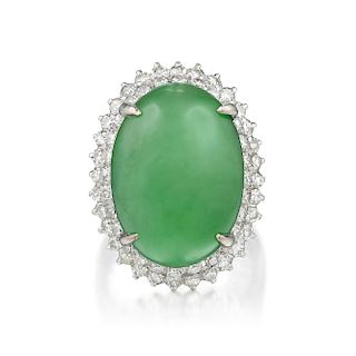 A Fine Jade and Diamond Ring