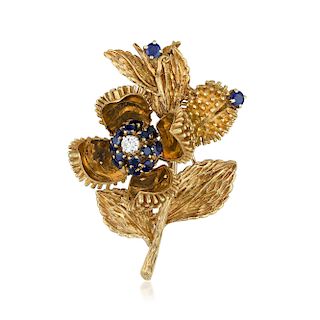 Tiffany & Co. Vintage Sapphire and Diamond Day/Night Brooch