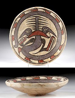 Panama Cocle Polychrome Bowl w/ Janus-Headed Serpent