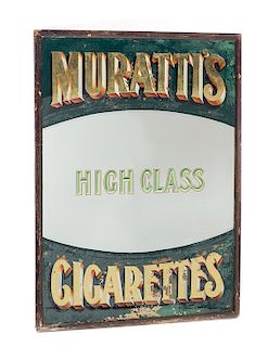 Murattis High Class Cigarettes Reverse Painted Advertising Sign Mirror