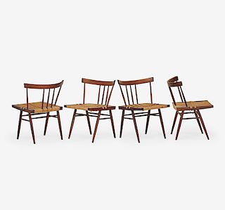 STYLE OF GEORGE NAKASHIMA GRASS-SEATED STYLE DINING CHAIRS