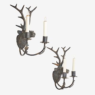 PAIR OF STAG SCONCES