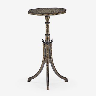 BRASS-INLAID SIDE TABLE