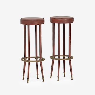 JACQUES ADNET (Attr.) PAIR OF BAR STOOLS