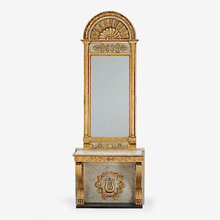 SWEDISH NEOCLASSICAL PIER MIRROR AND CONSOLE