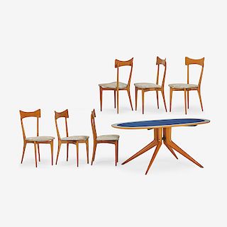 ICO PARISI CHAIRS AND ASSOCIATED TABLE