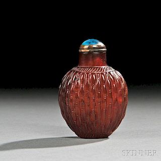 Red Amber Basketweave Snuff Bottle