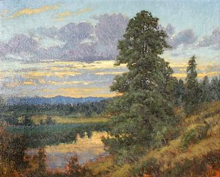 Charles John Fritz, (American, b.1955), Sunset in the Flathead