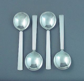 Four Georg Jensen Bernadotte Soup Spoons