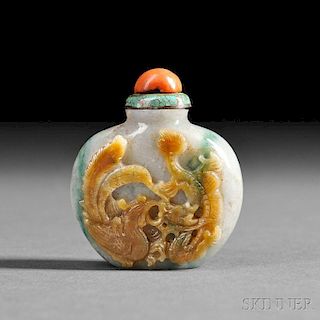 Jade Snuff Bottle with Phoenix and Dragon