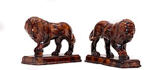 Pair of Staffordshire  models of the Medici Lion
