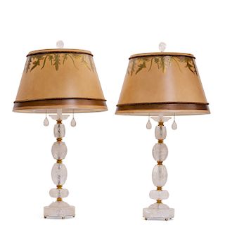 A pair of rock crystal table lamps