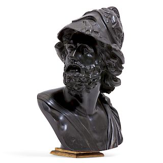 A Continental patinated bronze bust of Ajax