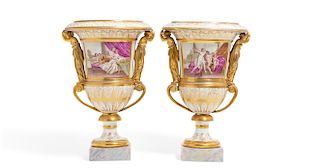 Pair of Continental Neoclassical porcelain vases