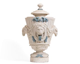 A Swedish Neoclassical white and blue painted urn