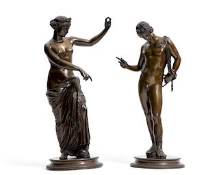 Two Italian bronze models of Narcissus and Venus