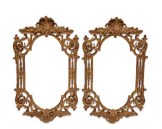 A pair of Continental  giltwood and gesso mirrors