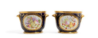 A pair of English porcelain jardinieres