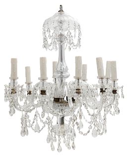 A Continental cut glass ten light chandelier