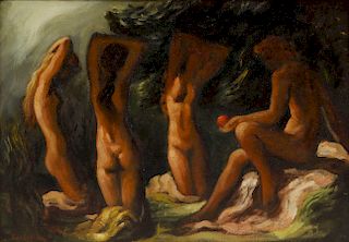 Lorser Feitelson,  oil, The Judgment of Paris