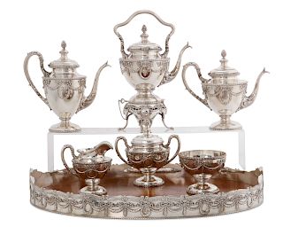 A Shreve silver seven piece tea and coffee set