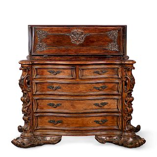 A Portuguese Rococo style exotic hardwood  desk