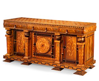 Dutch Neoclassical marquetry, parquetry sideboard