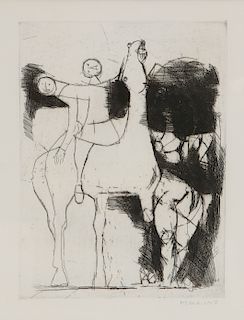 Marino Marini, etching, Jongleurs,  1951