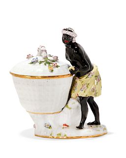 Meissen porcelain figural covered sweet meat dish