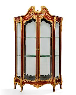 A Louis XV style  kingwood vitrine cabinet