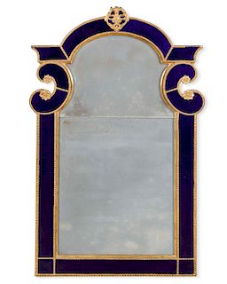A Baltic Neoclassical blue glass mirror